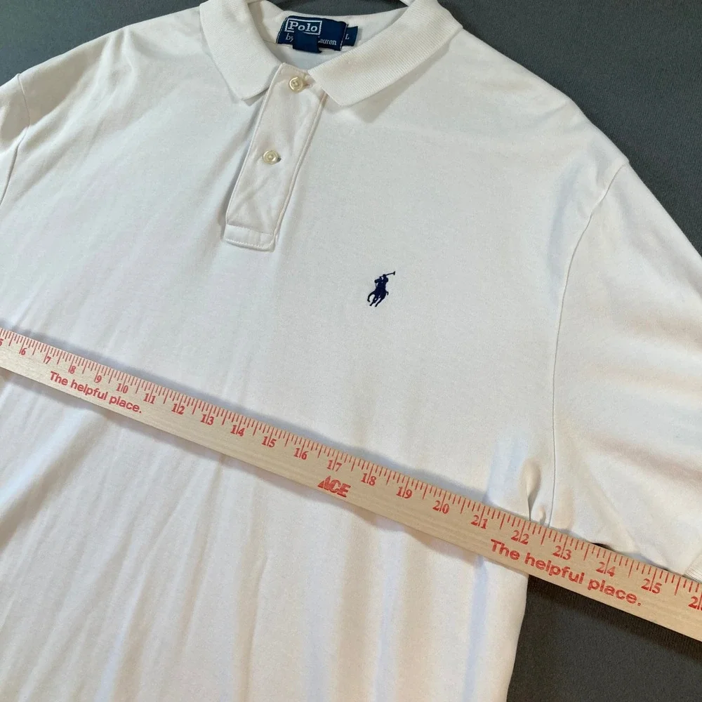 Polo Ralph Lauren Mens Large White Short Sleeve Pony Logo Jersey Polo Shirt